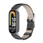 For Xiaomi Mi Band 8 Mijobs Genuine Leather Watch Band(Black Silver)