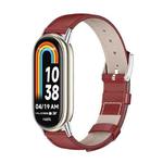 For Xiaomi Mi Band 8 Mijobs Genuine Leather Watch Band(Red Silver)