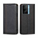 For vivo iQOO Z7x Grid Texture Magnetic Flip Leather Phone Case(Black)