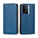 For vivo iQOO Z7x Grid Texture Magnetic Flip Leather Phone Case(Blue)