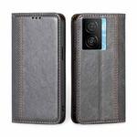 For vivo iQOO Z7x Grid Texture Magnetic Flip Leather Phone Case(Grey)