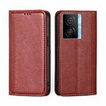 For vivo iQOO Z7x Grid Texture Magnetic Flip Leather Phone Case(Red)