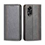 For OPPO A1 5G Grid Texture Magnetic Flip Leather Phone Case(Grey)