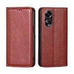 For OPPO A1 5G Grid Texture Magnetic Flip Leather Phone Case(Red)