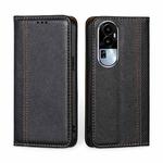 For OPPO Reno10 5G Grid Texture Magnetic Flip Leather Phone Case(Black)