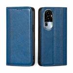 For OPPO Reno10 5G Grid Texture Magnetic Flip Leather Phone Case(Blue)