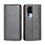 For OPPO Reno10 5G Grid Texture Magnetic Flip Leather Phone Case(Grey)