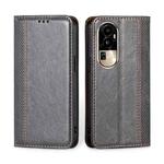 For OPPO Reno10 Pro 5G Grid Texture Magnetic Flip Leather Phone Case(Grey)