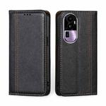 For OPPO Reno10 Pro+ 5G Grid Texture Magnetic Flip Leather Phone Case(Black)
