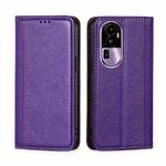For OPPO Reno10 Pro+ 5G Grid Texture Magnetic Flip Leather Phone Case(Purple)