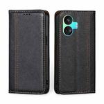 For Realme GT Neo5 SE Grid Texture Magnetic Flip Leather Phone Case(Black)
