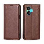 For Realme GT Neo5 SE Grid Texture Magnetic Flip Leather Phone Case(Brown)