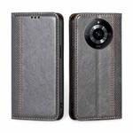 For Realme 11 5G Grid Texture Magnetic Flip Leather Phone Case(Grey)