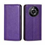 For Realme 11 Pro 5G / 11 Pro+ 5G Grid Texture Magnetic Flip Leather Phone Case(Purple)