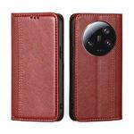 For Xiaomi 13 Ultra 5G Grid Texture Magnetic Flip Leather Phone Case(Red)