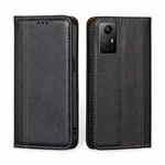 For Xiaomi Redmi Note 12S 4G Grid Texture Magnetic Flip Leather Phone Case(Black)