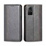 For Xiaomi Redmi Note 12S 4G Grid Texture Magnetic Flip Leather Phone Case(Grey)