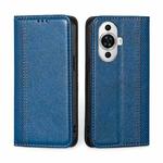 For Huawei nova 11 4G Grid Texture Magnetic Flip Leather Phone Case(Blue)