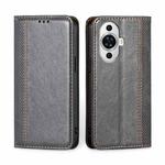 For Huawei nova 11 4G Grid Texture Magnetic Flip Leather Phone Case(Grey)