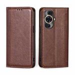 For Huawei nova 11 Pro 4G / 11 Ultra 4G Grid Texture Magnetic Flip Leather Phone Case(Brown)