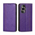 For Huawei nova 11 Pro 4G / 11 Ultra 4G Grid Texture Magnetic Flip Leather Phone Case(Purple)