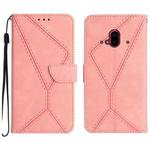 For Fujitsu Arrows F-52B Stitching Embossed Leather Phone Case(Pink)
