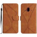 For Fujitsu Arrows F-52B Stitching Embossed Leather Phone Case(Brown)