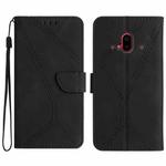 For Fujitsu Arrows F-52B Stitching Embossed Leather Phone Case(Black)