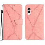 For Fujitsu Arrows N F-51C Stitching Embossed Leather Phone Case(Pink)
