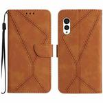 For Fujitsu Arrows N F-51C Stitching Embossed Leather Phone Case(Brown)