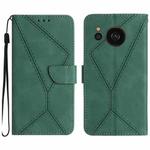 For Sharp Aquos Sense 7 Stitching Embossed Leather Phone Case(Green)