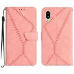 For Sharp Simple Sumaho 6 Stitching Embossed Leather Phone Case(Pink)