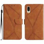 For Sharp Simple Sumaho 6 Stitching Embossed Leather Phone Case(Brown)