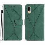 For Sharp Simple Sumaho 6 Stitching Embossed Leather Phone Case(Green)
