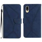 For Sharp Simple Sumaho 6 Stitching Embossed Leather Phone Case(Blue)