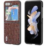 For Samsung Galaxy Z Flip5 ABEEL Genuine Leather Ostrich Texture Phone Case(Coffee)