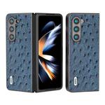 For Samsung Galaxy Z Fold5 ABEEL Genuine Leather Ostrich Texture Phone Case(Blue)