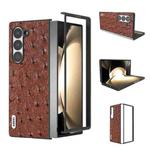 For Samsung Galaxy Z Fold6 ABEEL Genuine Leather Ostrich Texture Phone Case(Coffee)