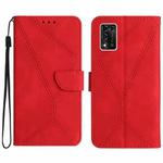For ZTE Libero 5G II Stitching Embossed Leather Phone Case(Red)