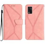 For ZTE Libero 5G II Stitching Embossed Leather Phone Case(Pink)