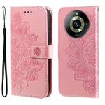 For Realme 11 Seven-petal Flowers Embossing Leather Phone Case(Rose Gold)