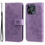 For Realme C53 / Narzo N53 7-petal Flowers Embossing Leather Phone Case(Light Purple)