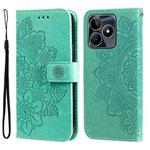 For Realme C53 / Narzo N53 7-petal Flowers Embossing Leather Phone Case(Green)