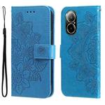 For Realme C67 4G Global Seven-petal Flowers Embossing Leather Phone Case(Blue)