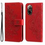For Realme C67 4G Global 7-petal Flowers Embossing Leather Phone Case(Red)