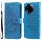 For Realme C67 / 11 5G Taiwan Version Seven-petal Flowers Embossing Leather Phone Case(Blue)