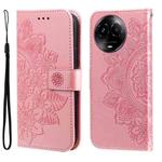 For Realme C67 5G Global / 11 5G Taiwan Version 7-petal Flowers Embossing Leather Phone Case(Rose Gold)