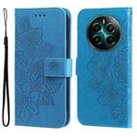 For Realme 12+ 7-petal Flowers Embossing Leather Phone Case(Blue)
