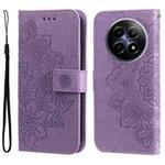 For Realme 12 5G Seven-petal Flowers Embossing Leather Phone Case(Light Purple)