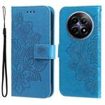 For Realme 12 5G Seven-petal Flowers Embossing Leather Phone Case(Blue)